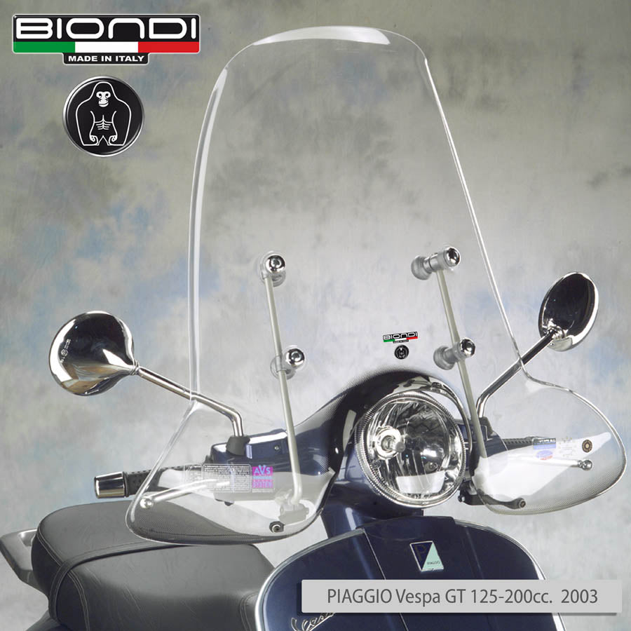 Biondi Parabrezza Club Piaggio Vespa GT 125/200 cc 2003-2006 con Attacchi