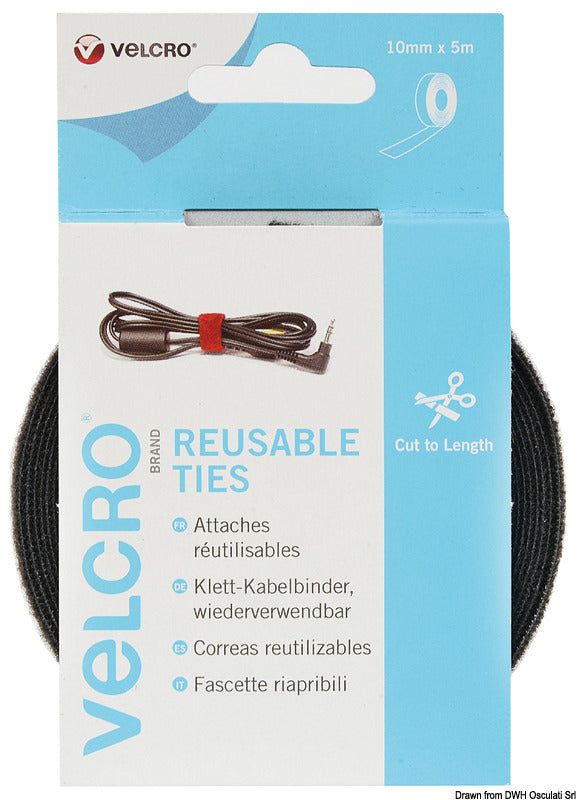 Klettband der Marke VELCRO, ONE-WRAP Rolle, 10 mm x 5 m, schwarz