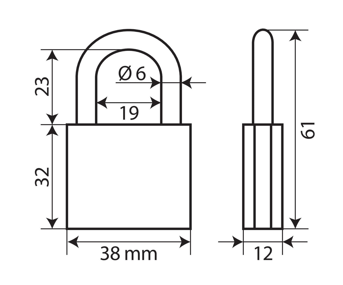 Standard-Lampe Schloss aus Messing 40 mm