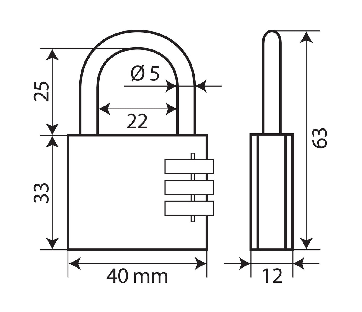 Lampa Lucchetto in ottone a combinazione variabile - 40 mm 65432