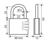 Lampa Lucchetto in ottone a combinazione variabile - 40 mm 65432