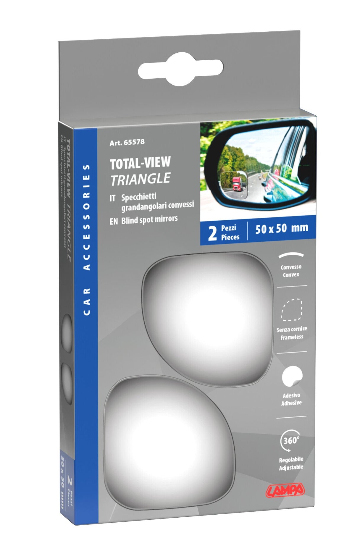 Lampa Total-View Triangle, specchietti grandangolari convessi 65578