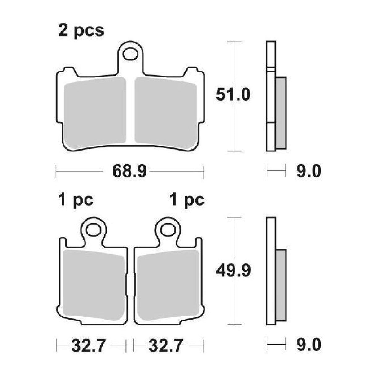 SBS 869HS Juego de 4 pastillas de freno HONDA VFR F AC 1200 CC 10/15