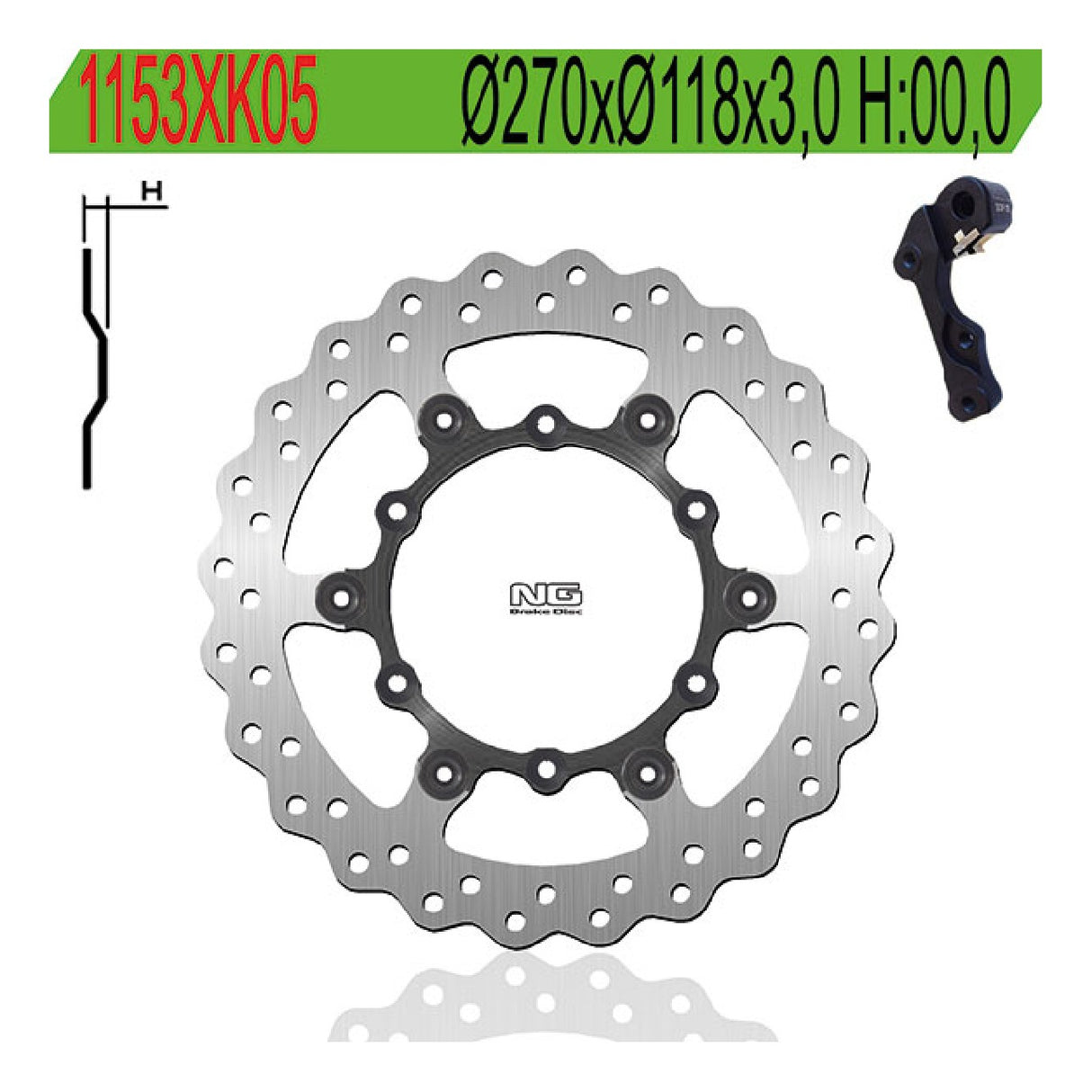 NG 1153XK05 Kit dischi freno maggiorati da 270mm con staffa YAMAHA YZ 125 08/16