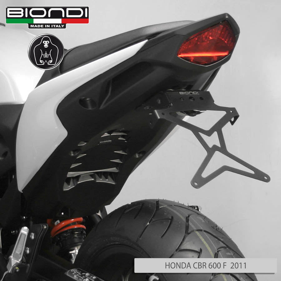 Biondi Verstellbares Motorrad-Kennzeichenhalter aus schwarzem Stahl für Honda CB1000R / CBR600F / Hornet 600 – Komplettset