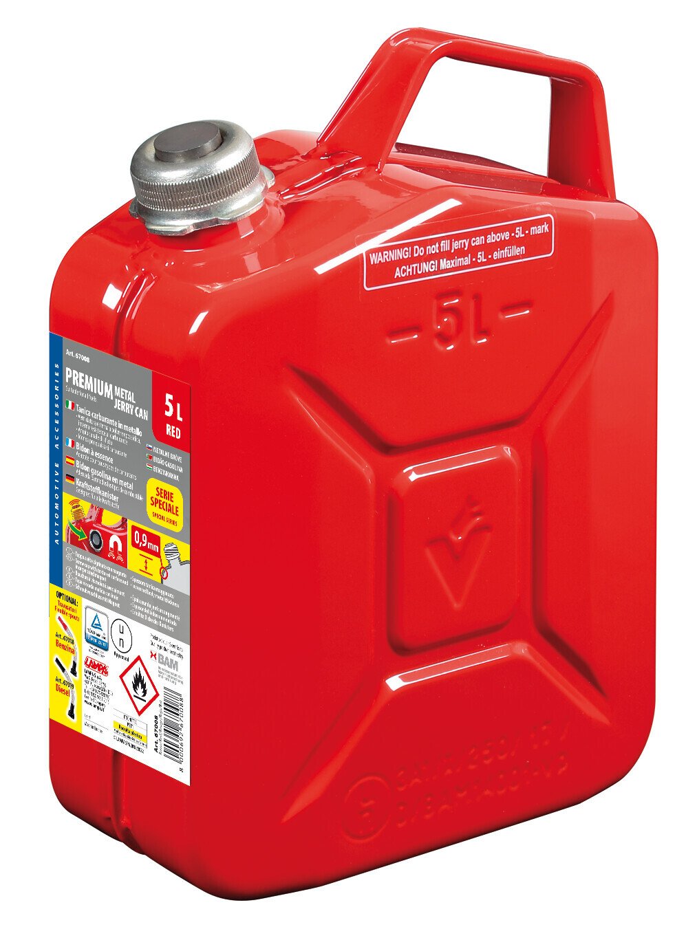 Lampa Premium, tanica carburante in metallo - 5 L - Rosso 67008