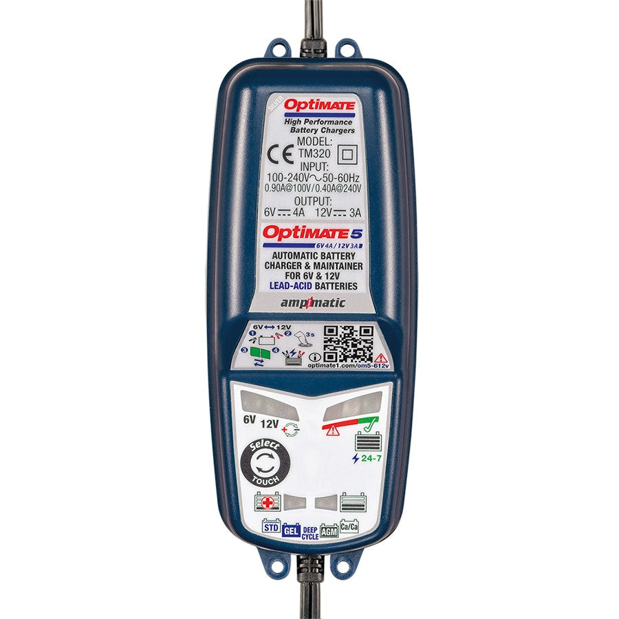 Cargador de batería para motocicleta y scooter Tecmate OPTIMATE 5 Ampmatic de 6 a 12 voltios