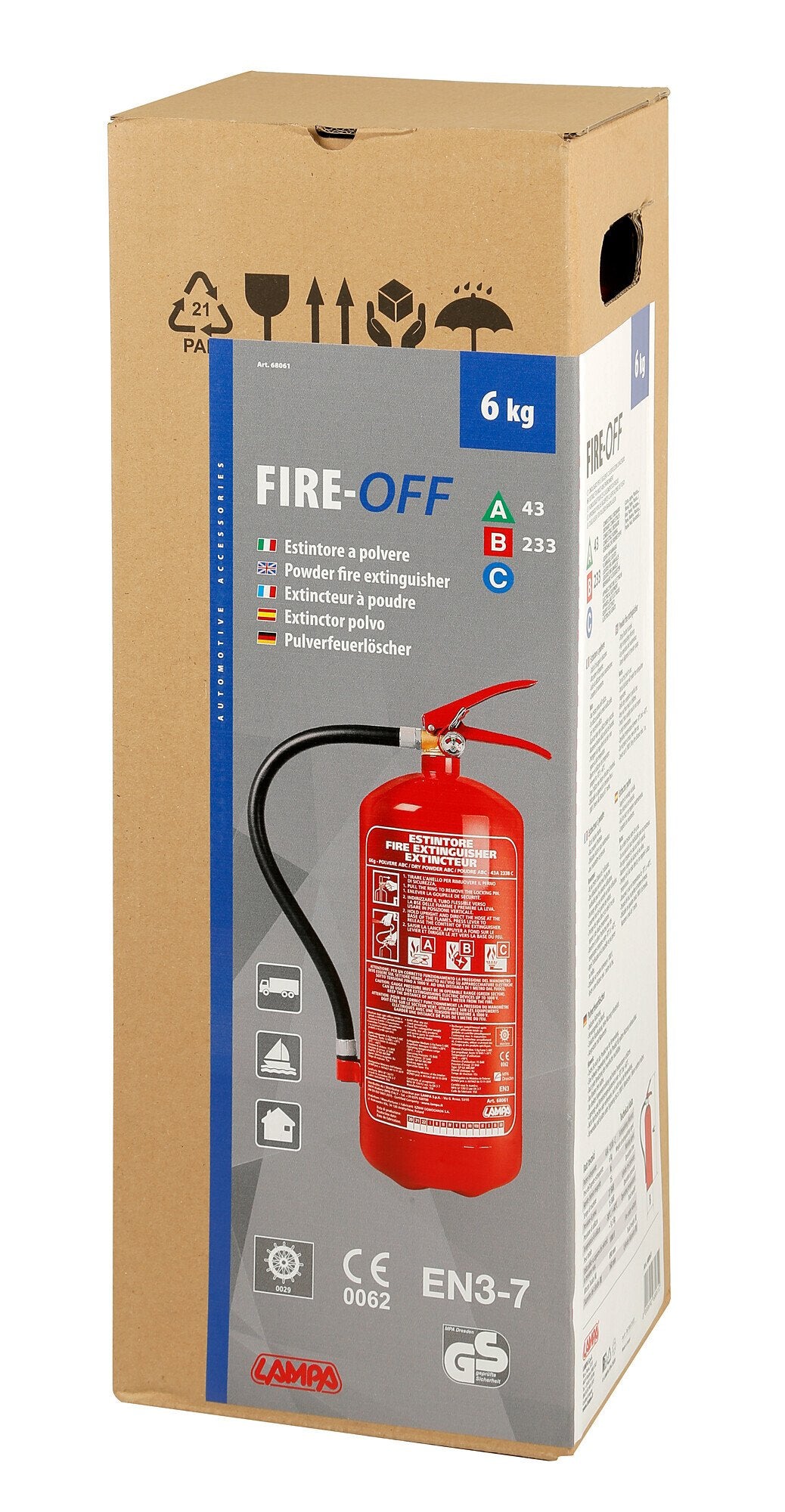 Lampa Fire-Off, estintore a polvere, 6 Kg 68061