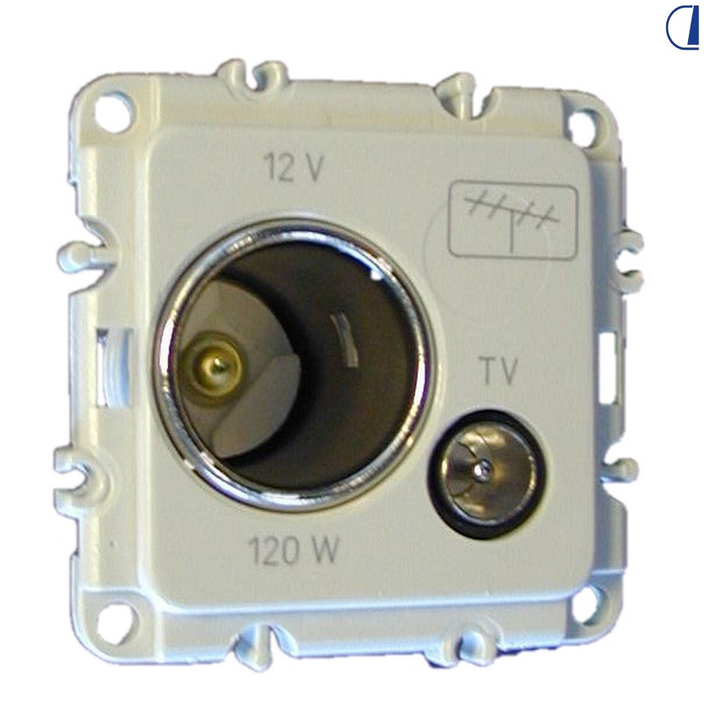 Di-Tec Presa 12V per auto Ø 22 mm con presa TV grigia