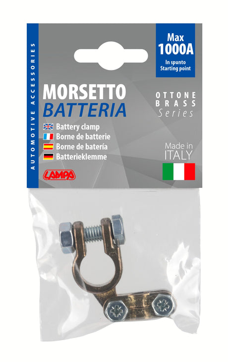 Lampa Morsetto batteria rinforzato; fissaggio cavo a piastrina - max cavo  35 mm - Polo negativo 69901