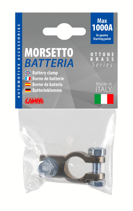 Lampa Morsetto batteria rinforzato; fissaggio cavo a capocorda su vite - foro capocorda  8 mm - Polo positivo 69904