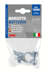 Lampa Morsetto batteria zincato; fissaggio cavo a capocorda con dado ad aletta - Polo positivo - Foro capocorda  10 mm 69907