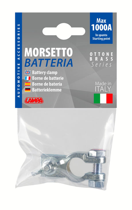 Lampa Morsetto batteria zincato; fissaggio cavo a capocorda con dado ad aletta - Polo negativo - Foro capocorda  8 mm 69908