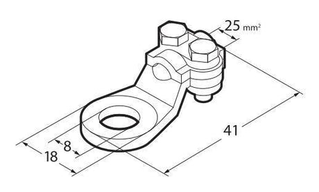 Lampa Set 2 pz capicorda di potenza in ottone nichelato, con fissaggio cavo a piastrina - Sezione 25 mm, foro 8 mm 69925