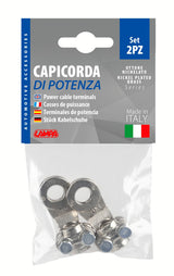 Lampa Set 2 pz capicorda di potenza in ottone nichelato, con fissaggio cavo a piastrina - Sezione 35 mm, foro 10 mm 69926