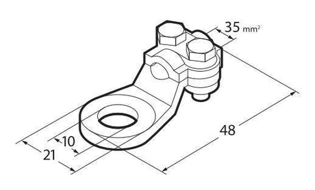 Lampa Set 2 pz capicorda di potenza in ottone nichelato, con fissaggio cavo a piastrina - Sezione 35 mm, foro 10 mm 69926