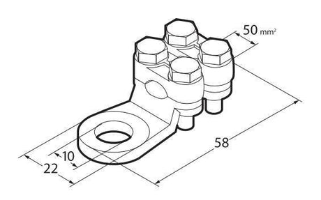 Lampa Set 2 pz capicorda di potenza in ottone nichelato, con fissaggio cavo a doppia piastrina - Sezione 50 mm, foro 10 mm 69927