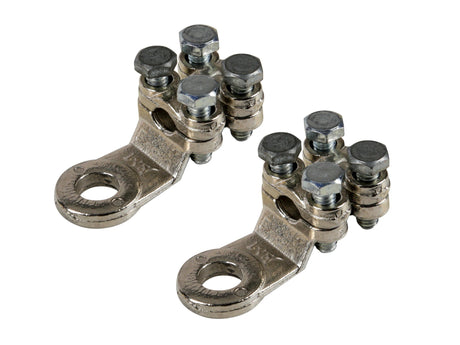 Lampa Set 2 pz capicorda di potenza in ottone nichelato, con fissaggio cavo a doppia piastrina - Sezione 50 mm, foro 10 mm 69927