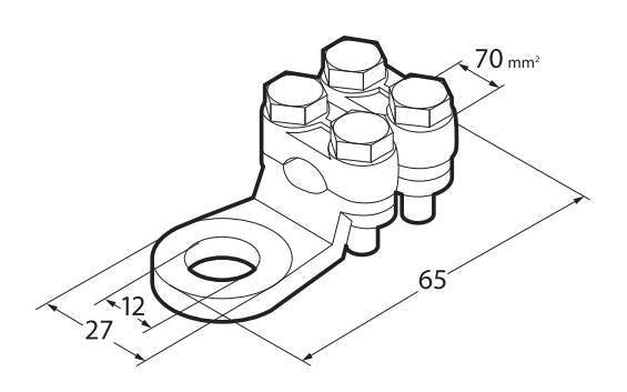 Lampa Set 2 pz capicorda di potenza in ottone nichelato, con fissaggio cavo a doppia piastrina - Sezione 70 mm, foro 12 mm 69928