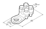 Lampa Set 2 pz capicorda di potenza in ottone nichelato, con fissaggio cavo a doppia piastrina - Sezione 70 mm, foro 12 mm 69928