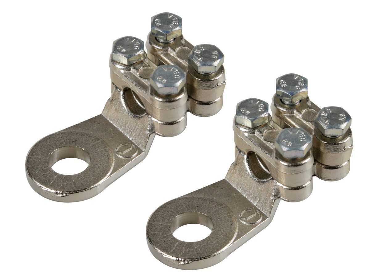 Lampa Set 2 pz capicorda di potenza in ottone nichelato, con fissaggio cavo a doppia piastrina - Sezione 70 mm, foro 12 mm 69928