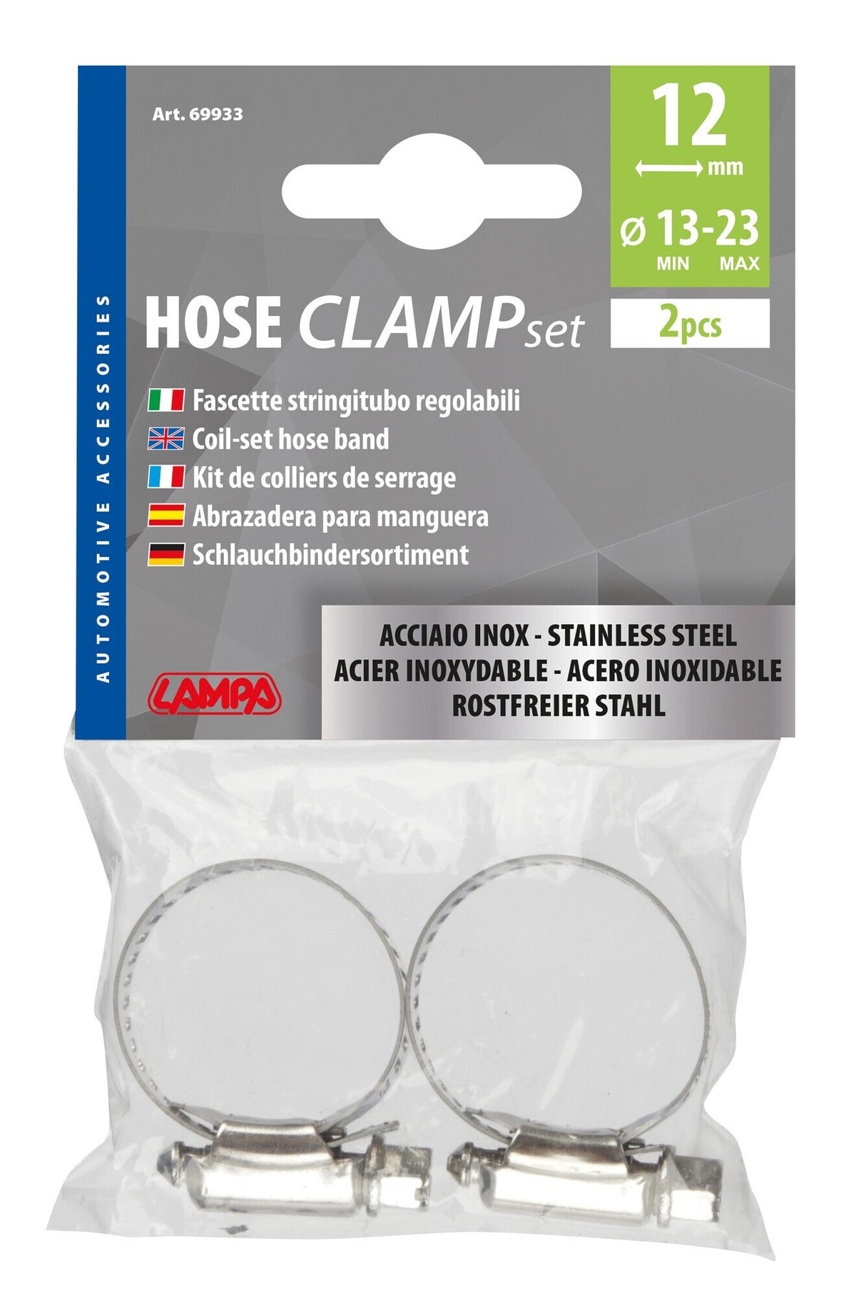 Lampa Fascette stringitubo in acciaio inox set 2 pz  12 mm diametro 13-23 mm 69933