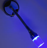 Lampada da lettura flessibile Dimatec Flexi 2 con luce notturna blu, cromato