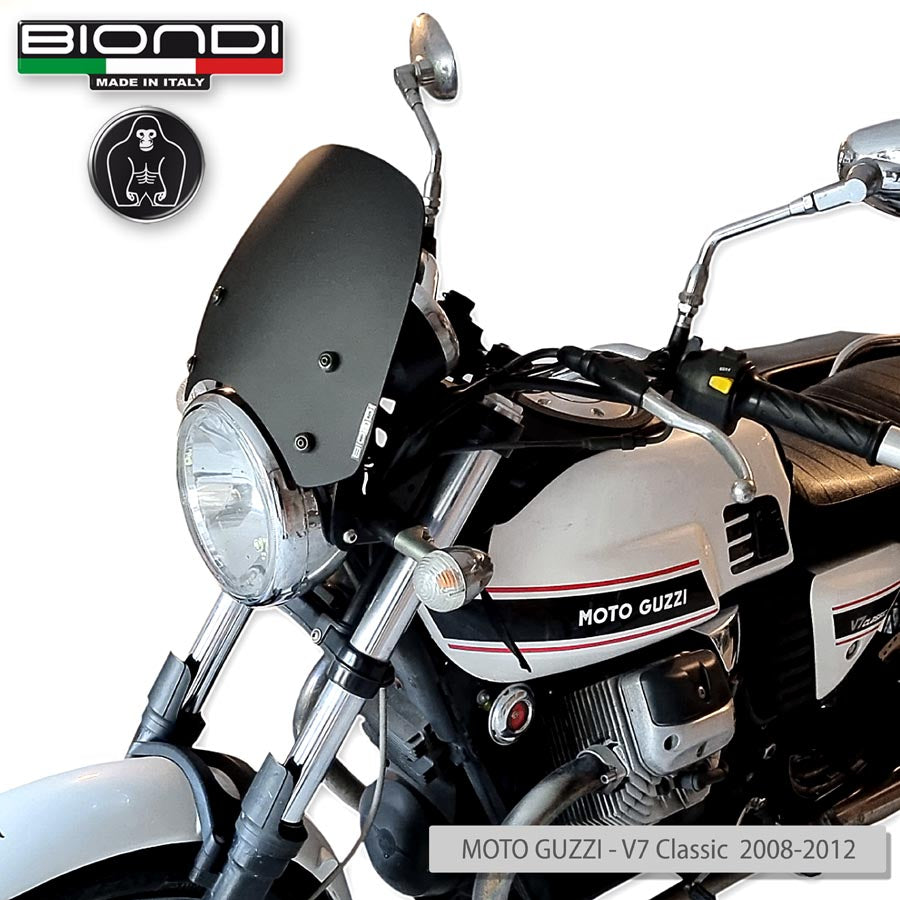 Biondi Cupolino Sport Nero Satinato con Kit Montaggio - Moto Guzzi V7 / Triumph Bonneville / Yamaha XSR / Benelli Imperiale