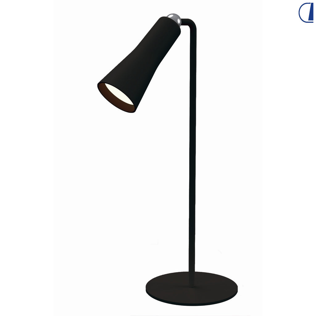 Di-Tec Lampada da tavolo LED ricaricabile con stelo, supporto a parete e clip