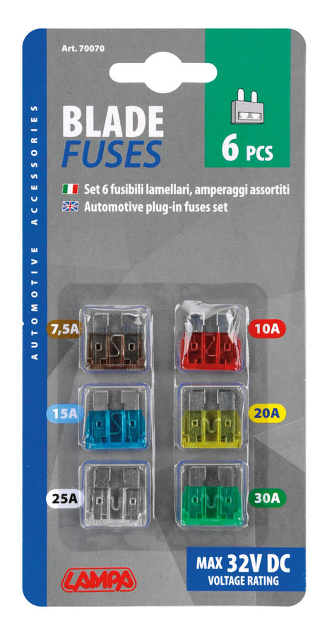 Lampa Set 6 fusibili lamellari assortiti, 12/32V 70070