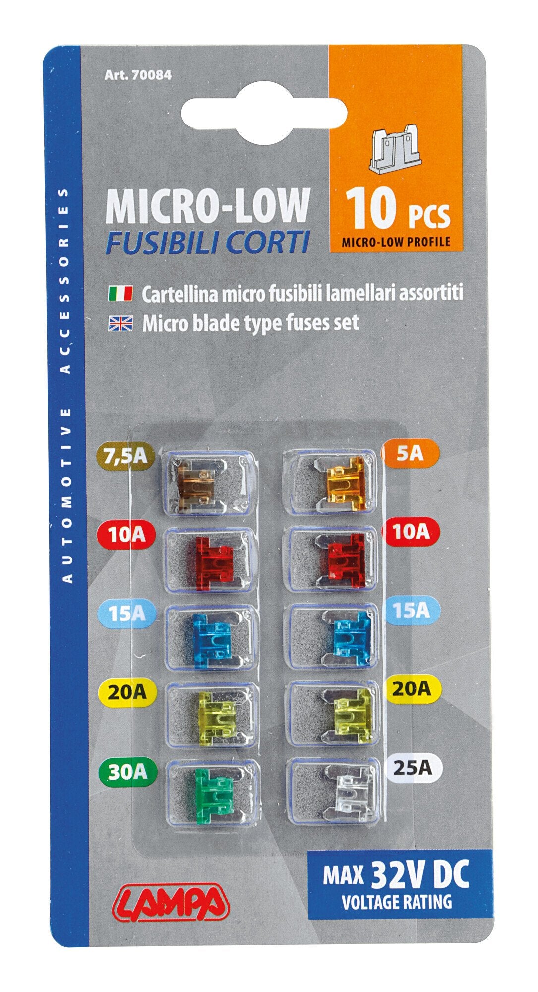 Lampa Set 10 fusibili lamellari micro-low profile, 12/32V 70084