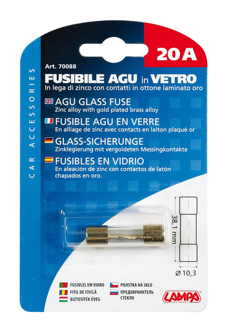 Lampa Fusibile AGU in vetro, 12/32V - 20A 70088