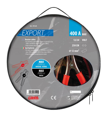 Lampa Cavi batteria Export 12/24V - 250 cm - 400 A - 12 mm 70129