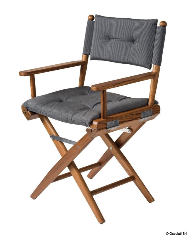 ARC Folding Teak Chair Padded Dark Grey