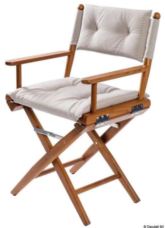Silla plegable de teca ARC acolchada color arena