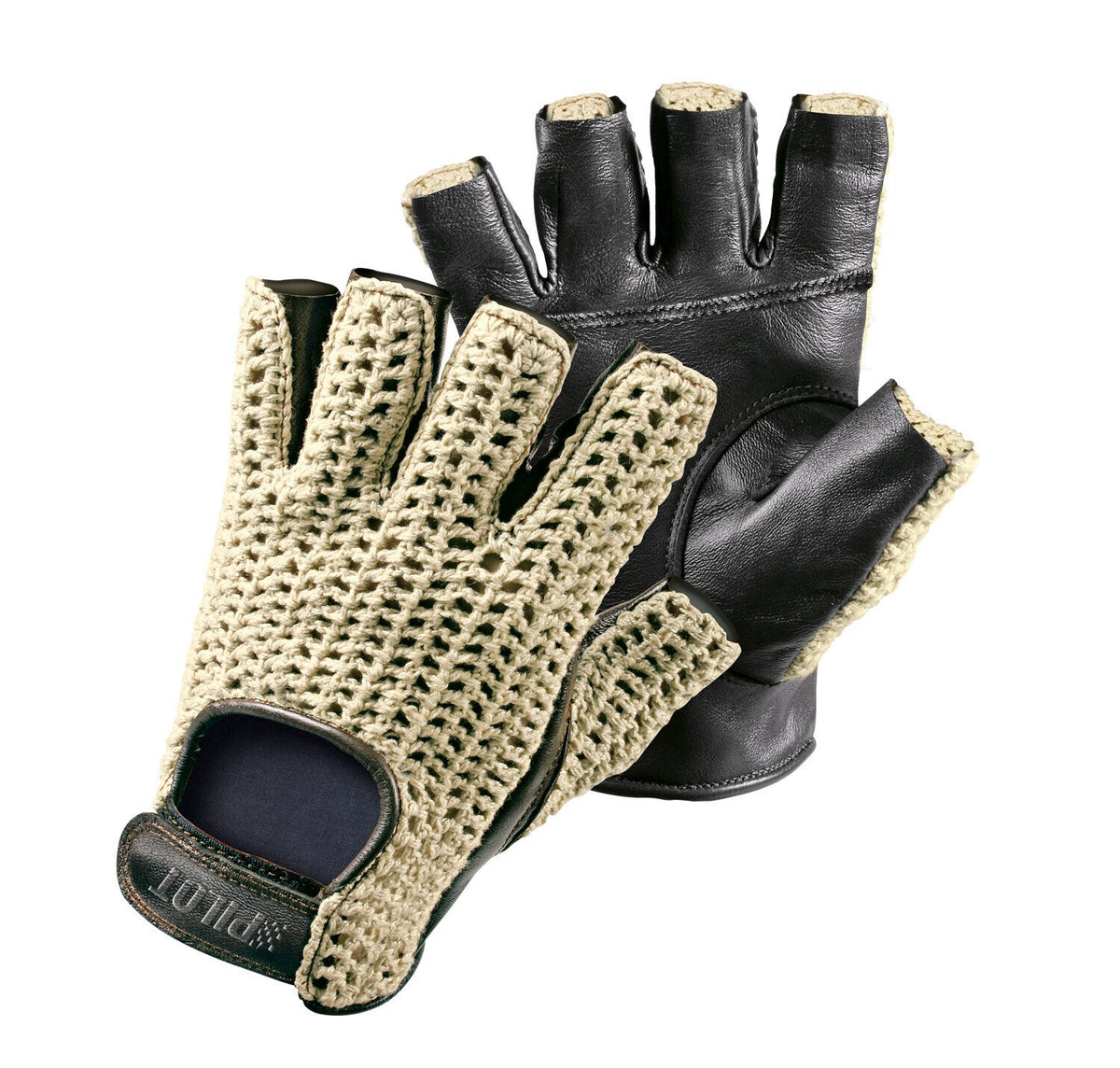 Pilot -1, guanti guida mezze dita - XL - Nero