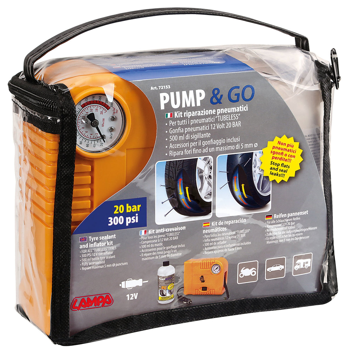 Lampa Pump & Go, kit riparazione pneumatici 72153