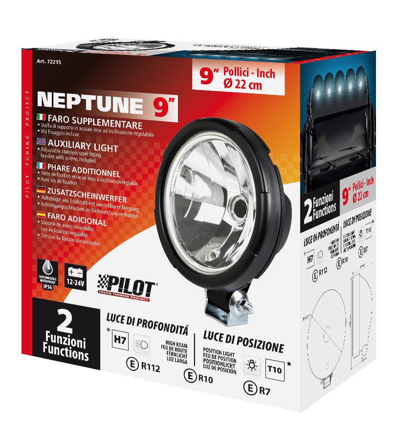 Pilot Neptune, faro alogeno di profondità con luce di posizione -  220 mm