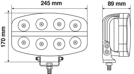 Pilot Pluton Nova faro di profondità LED con luce di posizione 10/30V 245x140 mm