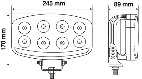 Pilot Pluton Nix, faro di profondità LED con luce di posizione 10/30V 245x140 mm