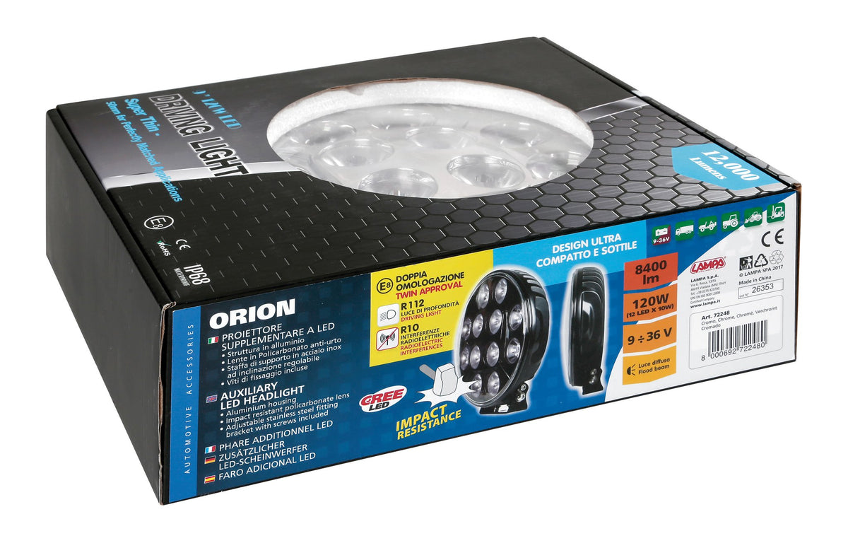 Lampa Orion, proiettore supplementare a 12 Led - 9/36V -  215 mm - Cromo 72248