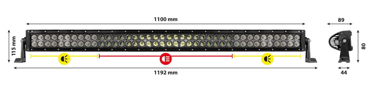 Lampa Barra a Led con struttura curva in alluminio, 10/30V - 110 cm 72336