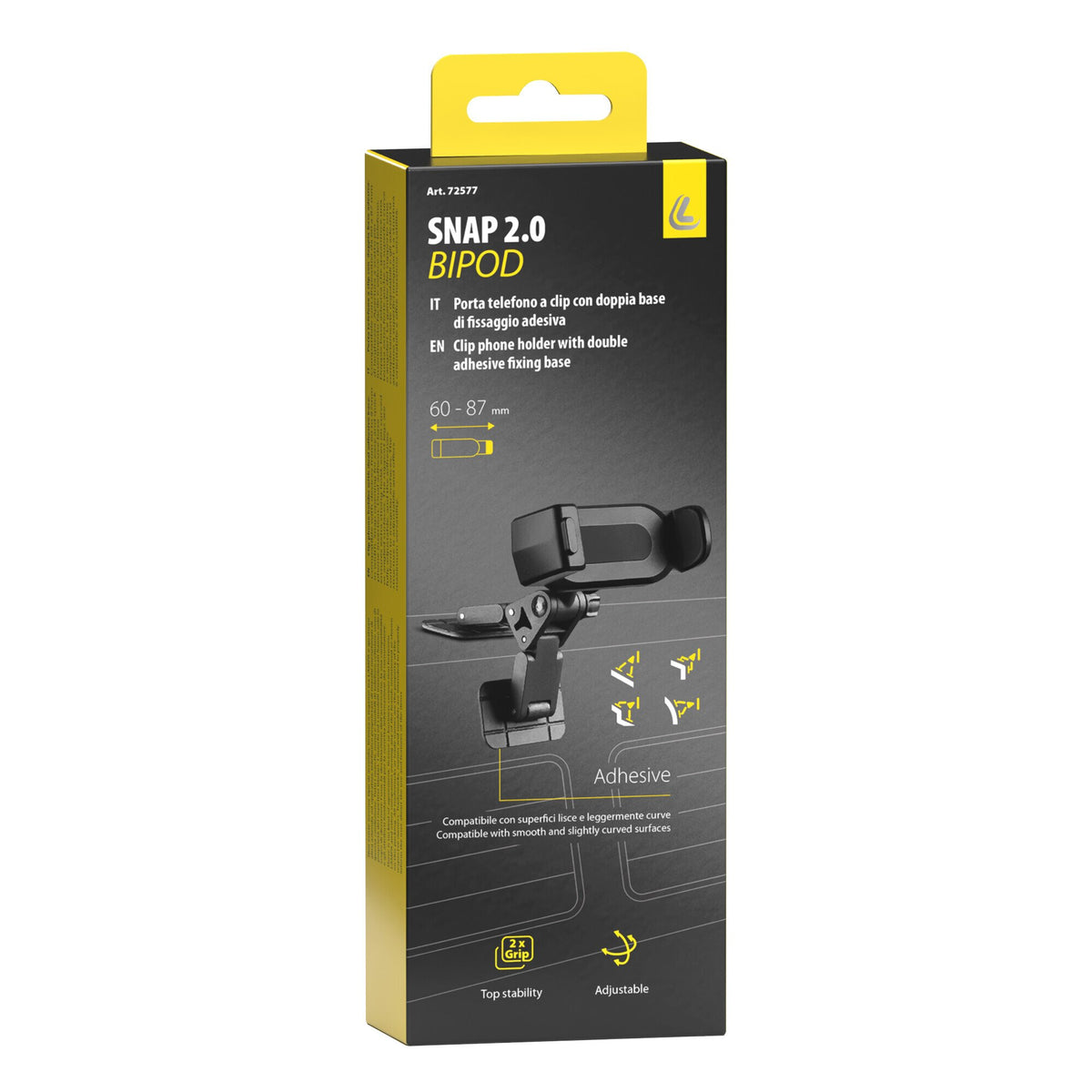 Lampa Snap Bipod 2.0, porta telefono a clip con doppia base adesiva 72577