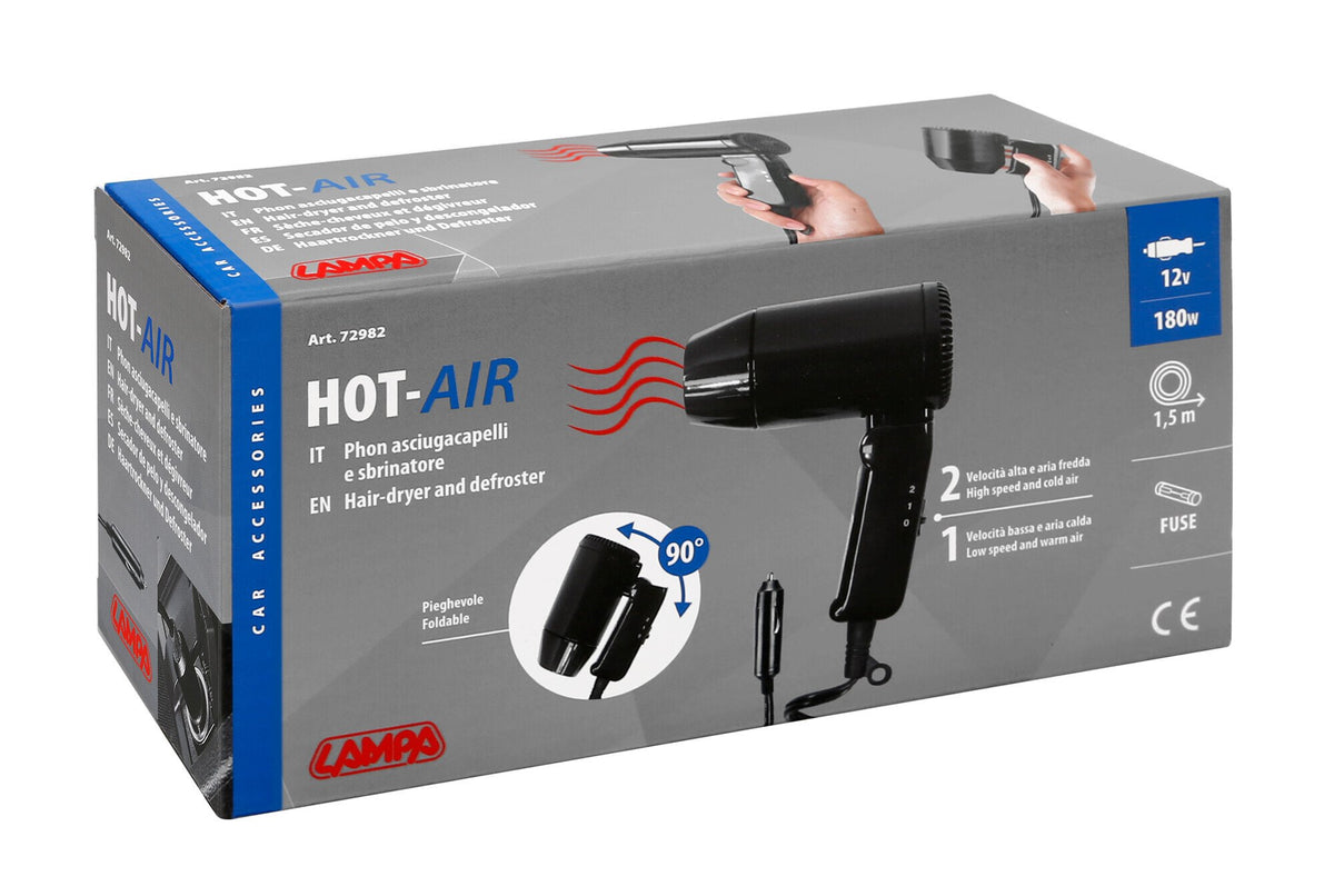 Lampa Hot-Air, phon asciugacapelli e sbrinatore 12V, 180W 72982