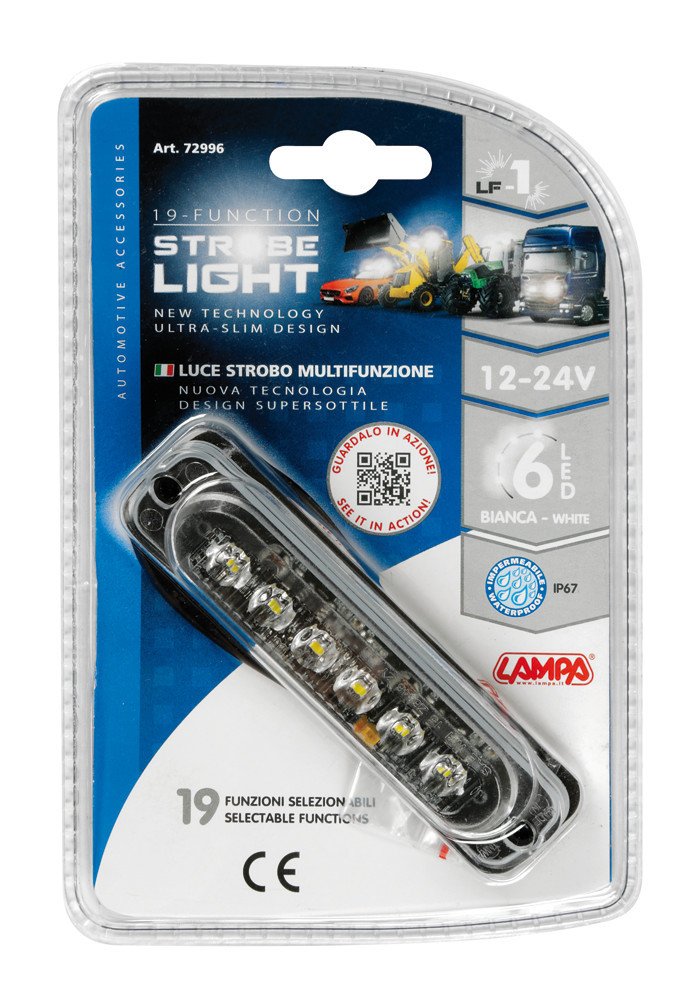 Lampa Luce strobo multifunzione a 6 Led, 12/24V - Bianco 72996