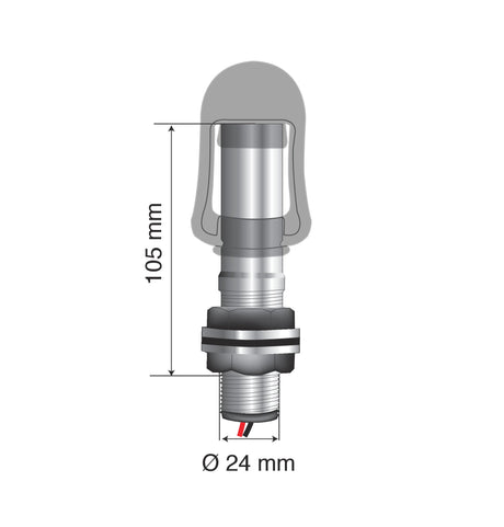 Lampa Fix-2, Perno con spinotto DIN per luce di segnalazione, attacco tubolare 73009