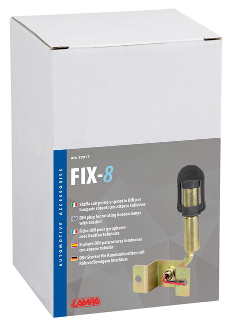Fix-8 Staffa con perno e spinotto DIN per luce di segnalazione attacco tubolare 73017