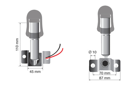 Fix-8 Staffa con perno e spinotto DIN per luce di segnalazione attacco tubolare 73017