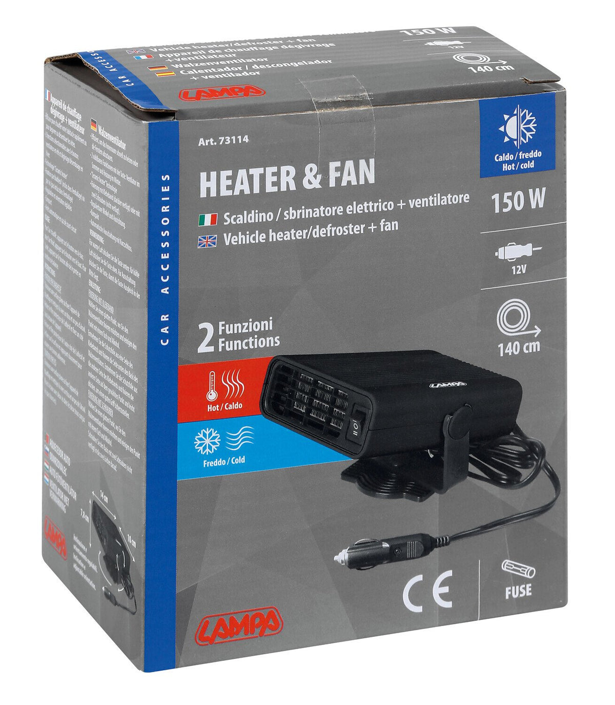 Lampa Heater & Fan, scaldino/sbrinatore e ventilatore, 12V - 150W 73114