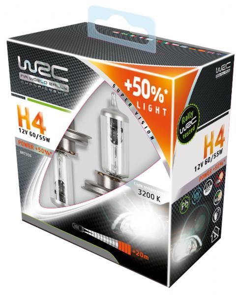 Wrc Coppia lampadine +50% LIGHT H4 55/60W